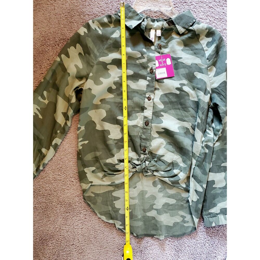 So Long Sleeve Button Down NWT Camo Shirt Wear 2 Ways Tied Or Straight XL 14 16 - Picture 6 of 7